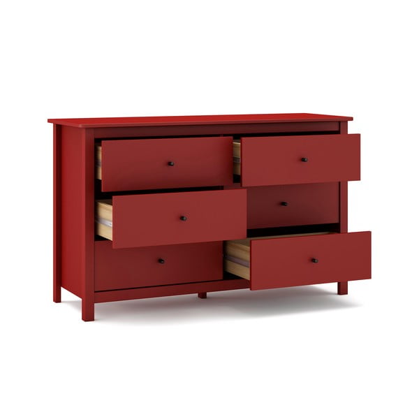 Raudona žema pušies komoda 130x80 cm Misti - Marckeric-image-4
