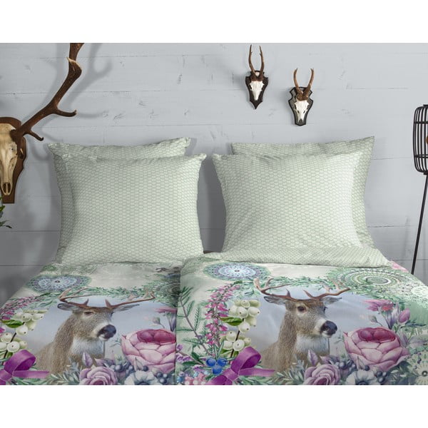 Žalios spalvos iš flanelės viengulė patalynė 140x200 cm Romini – HIP-image-2