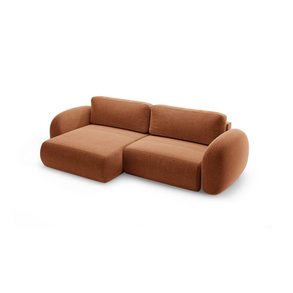 Raudonos plytų spalvos iš šenilinio audinio sulankstoma/su sandėliavimo vieta kampinė sofa Tonale – Cosmopolitan Design-image-2