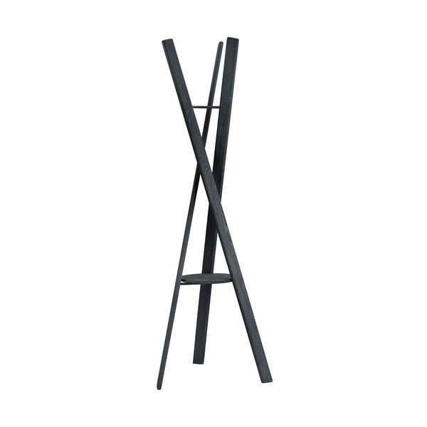 Juodos spalvos iš ąžuolo masyvo palto stovas 62x176 cm Rakku – Blomus