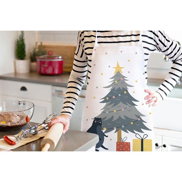 Prijuostė iš medvilnės su Kalėdų motyvu Crazy Cat Xmas – Butter Kings-image-1