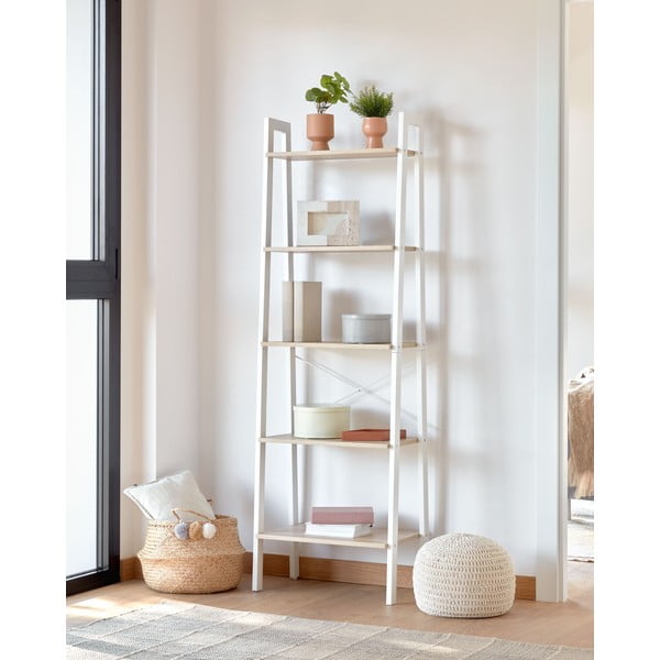 Baltos spalvos/natūralios spalvos pastatoma lentyna iš ąžuolo 56x172x32 cm Aarhus – Kave Home-image-1