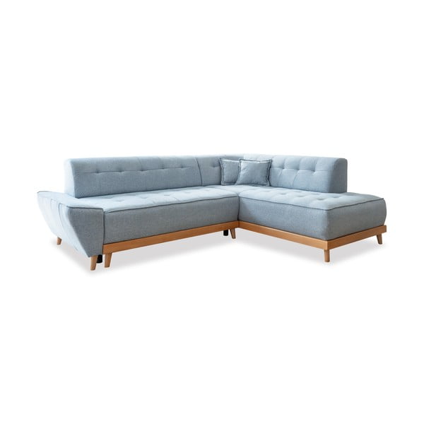 Šviesiai mėlyna sofa-lova Miuform Dazzling Daisy L, dešinysis kampas