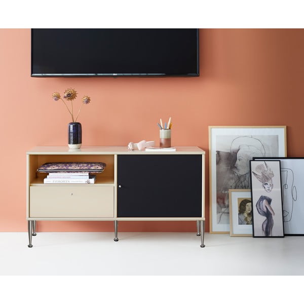 Smėlio spalvos TV spintelė su metalinėmis kojelėmis Mistral 222-image-1