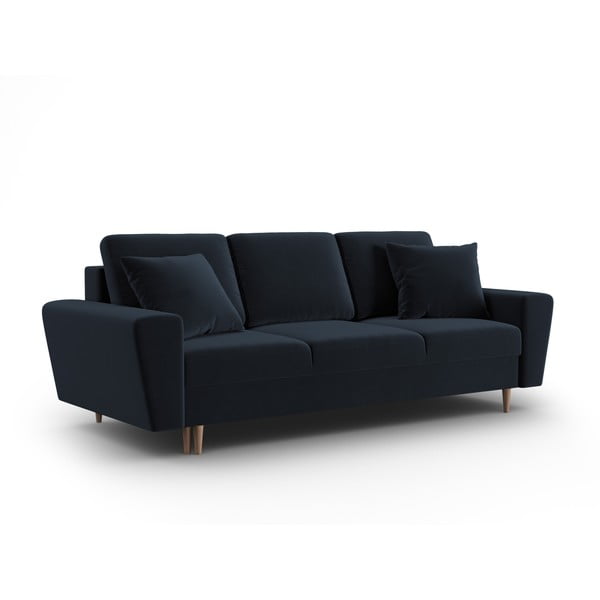 Tamsiai mėlynos spalvos iš velveto sulankstoma/su sandėliavimo vieta sofa 235 cm Kyoto – Cosmopolitan Design-image-1