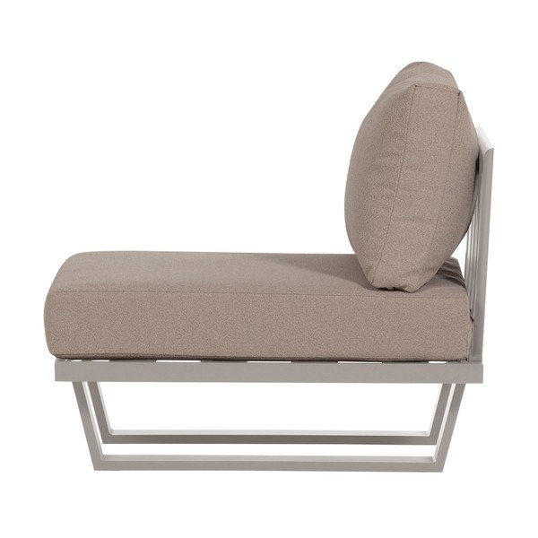 Pilkai smėlinės spalvos metalinis/paminkštinto audinio sodo krėslas Bear – WOOOD-image-2