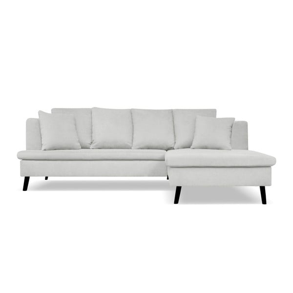 Šviesiai pilka sofa keturiems asmenims su šezlongu dešinėje pusėje Cosmopolitan design Hamptons