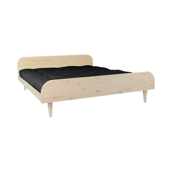 Pušies dvigulė lova su čiužiniu Karup Design Twist Comfort Mat Natural Clear/Black, 140 x 200 cm