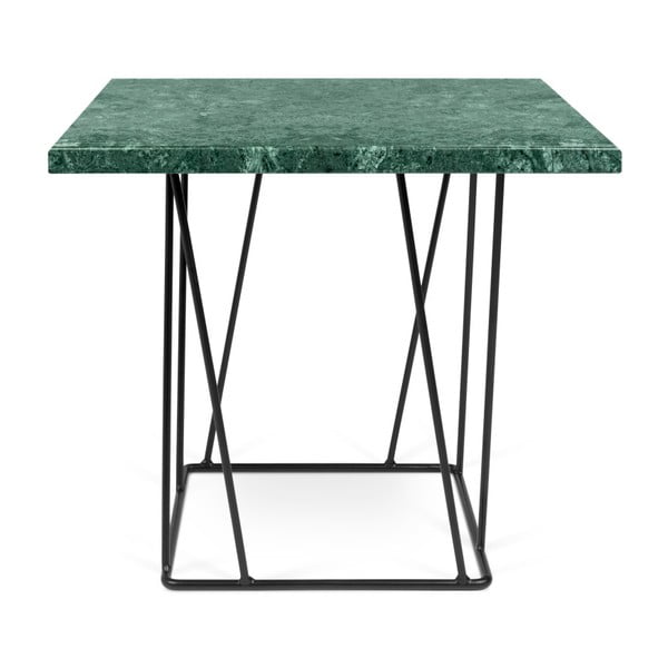 Žalio marmuro kavos staliukas su juodomis kojomis TemaHome Helix, 50 x 50 cm
