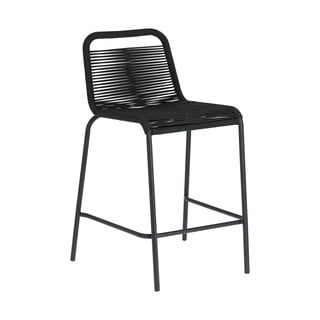 Juoda baro kėdė su plieno rėmu Kave Home Glenville, aukštis 62 cm