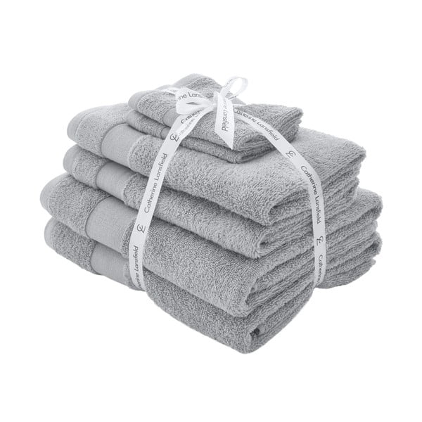 Šviesiai pilkos spalvos iš frote audinio iš medvilnės vonios rankšluosčių rinkiniai 6 vnt. Anti-Bacterial – Catherine Lansfield