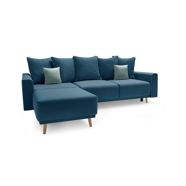 "Bobochic Paris Mola" tamsiai mėlyna kampinė sofa-lova, kairysis kampas-image-2