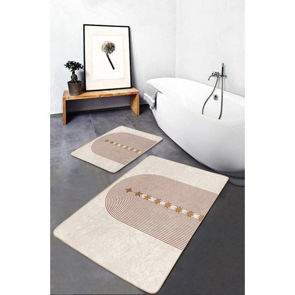 Smėlio spalvos iš velveto vonios kilimėliai 2 vnt. 60x100 cm – Mila Home-image-1
