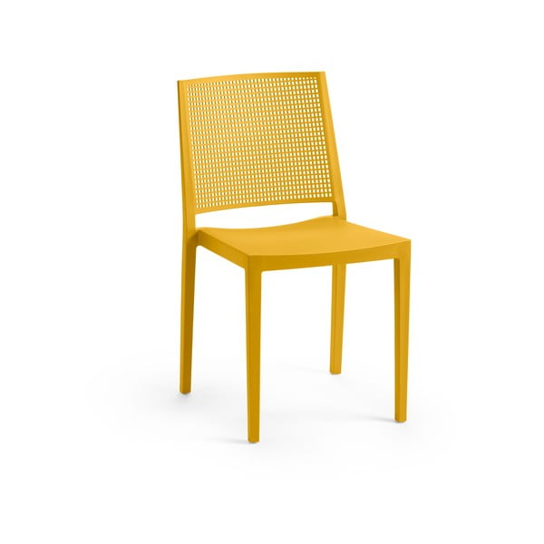 Plastikinė sodo kėdė geltonos spalvos Grid – Rojaplast