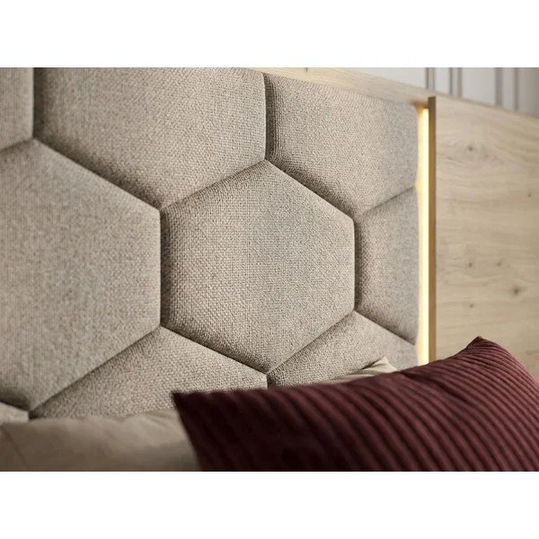Taupe spalvos dvigulė lova audiniu dengta/iš medžio drožlių plokštės su sandėliavimo vieta su lovos grotelėmis 160x200 cm Palmeraie – Bobochic Paris-image-3