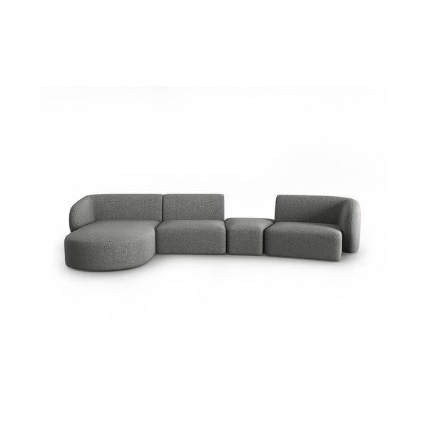 Pilkos spalvos iš šenilinio audinio kampinė sofa (su kairiuoju kampu/su gultu) Paolo – Milo Casa