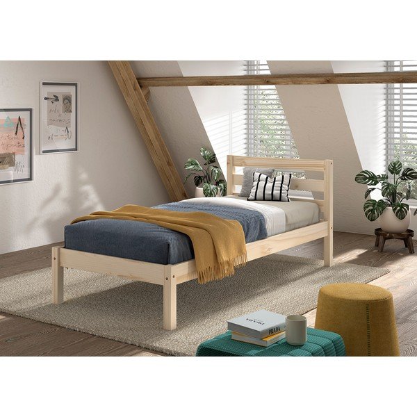 Natūralios spalvos iš pušies masyvo vaikiška lova be grotelių 90x200 cm Pino – Vipack-image-1