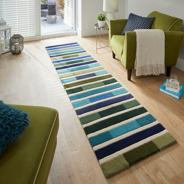 Žalias vilnonis kilimas 230x60 cm Piano - Flair Rugs-image-1