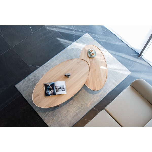 Natūralios spalvos ąžuolinis kavos staliukas 80x150 cm Mu - Gazzda-image-1