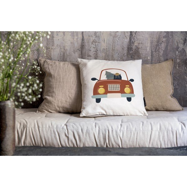 Dekoratyvinis pagalvės užvalkalas su Kalėdų motyvu 45x45 cm Cat Driver – Butter Kings-image-1