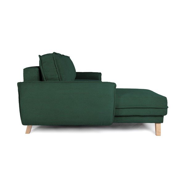 Tamsiai žalios spalvos sulankstoma/su sandėliavimo vieta kampinė sofa iš kordinio velveto Tori – Bonami Selection-image-4