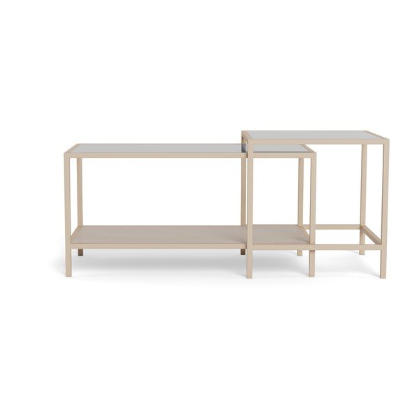 Pilkos spalvos iš plieno kavos staliukai 2 vnt. 50x90 cm Seaford – Actona-image-1