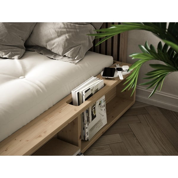 Dvigulė lova iš medienos masyvo su futonu Comfort ir pagrindu Karup Design Ziggy, 160 x 200 cm-image-1