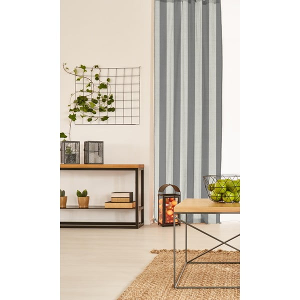 Pilka užuolaida Lininė užuolaida Cuture Cortina Hogar Grey Stripes-image-1