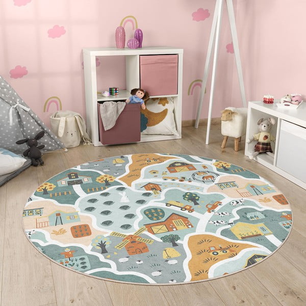 Skalbiamas vaikiškas žaidimų kilimas ø150 cm Farmer's Life – Mila Home-image-4