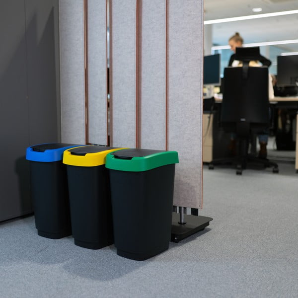 Šiukšliadėžės iš perdirbto plastiko juodos spalvos 3 vnt. rūšiavimui 25 l Twist – Rotho-image-3