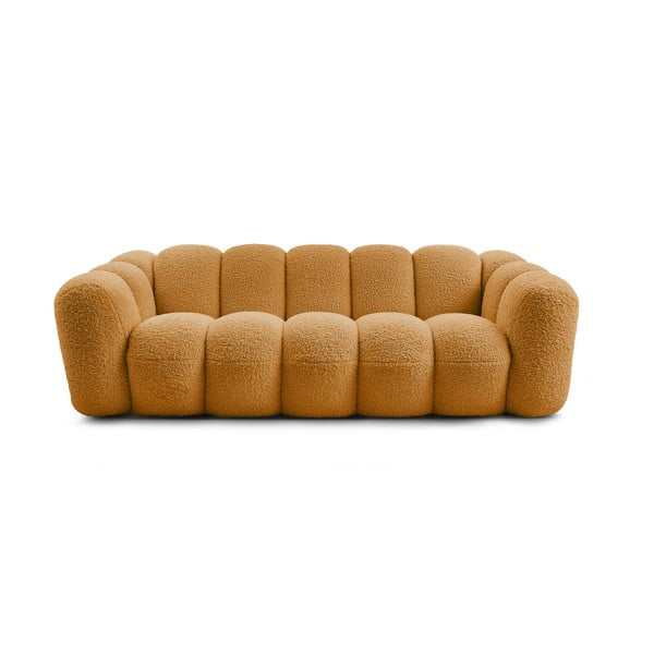 Garstyčių spalvos iš boucle sofa 232 cm Hippolyte – Bobochic Paris