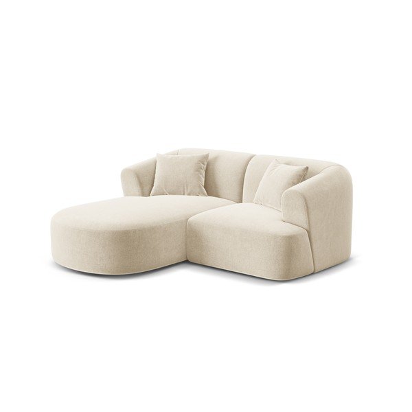 Smėlio spalvos kampinė sofa iš velveto (su kairiuoju kampu/su gultu) Campi – Cosmopolitan Design-image-2