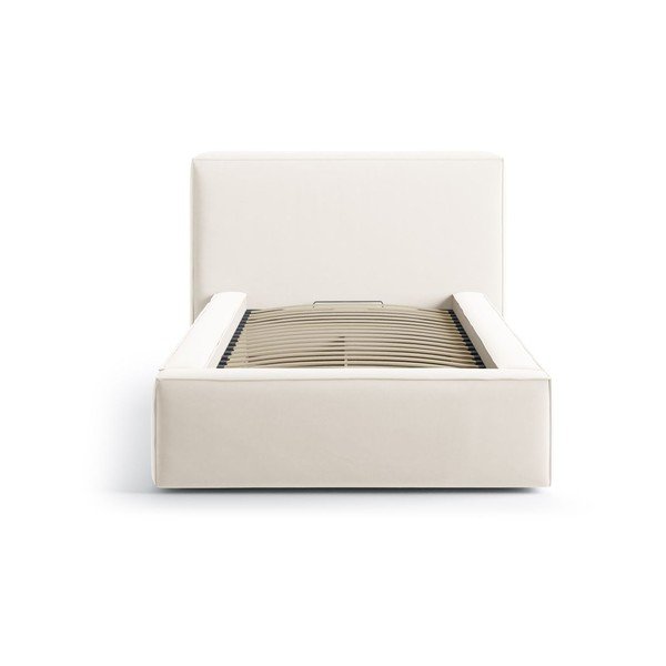Kreminės spalvos viengulė lova audiniu dengta su sandėliavimo vieta su lovos grotelėmis 90x200 cm Jodie – Micadoni -image-3