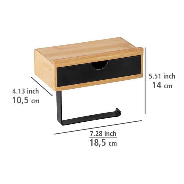 Juodas tualetinio popieriaus laikiklis su bambukine apdaila Wenko-image-4