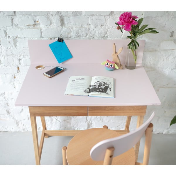 Ragaba Luka pilkos spalvos rašomasis stalas su uosio medžio pagrindu, 85 cm ilgio-image-3