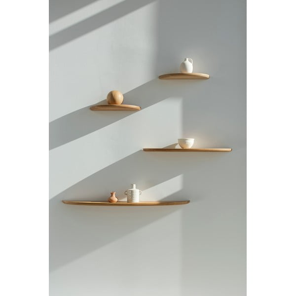 Sieninė lentyna iš ąžuolo masyvo natūralios spalvos 100 cm Mu – Gazzda-image-3