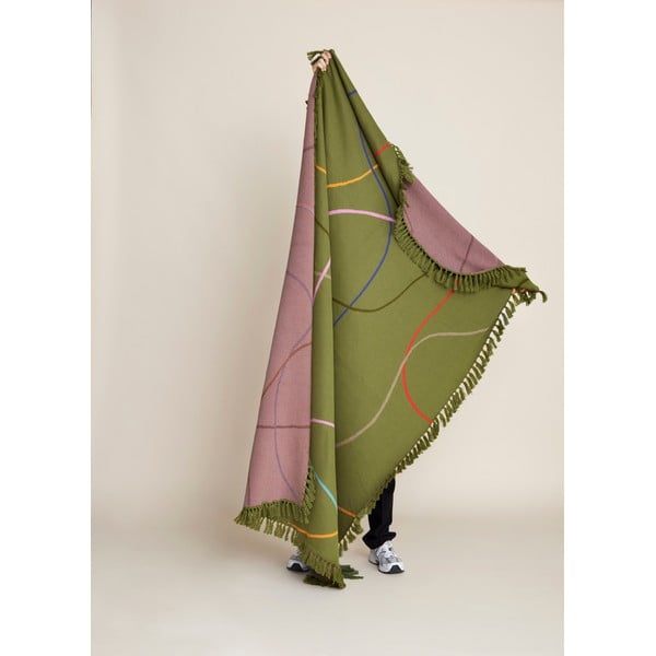 Žalia medvilninė antklodė 200x140 cm Outline - Hübsch-image-4