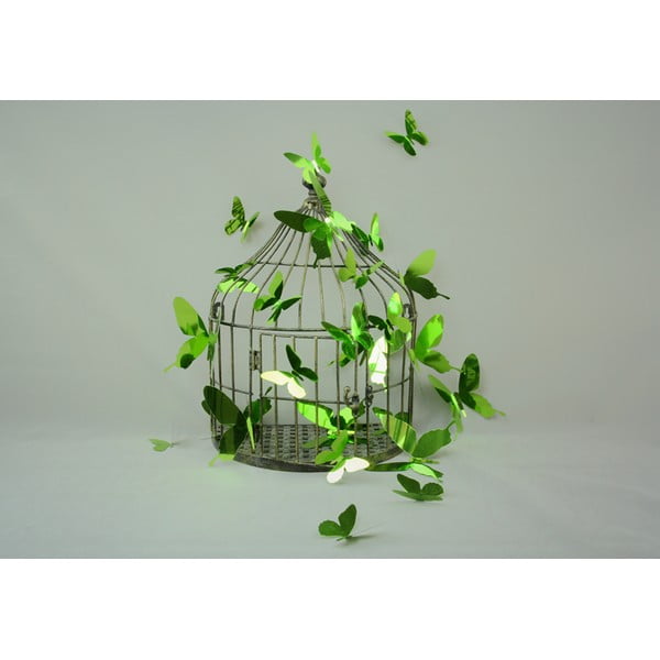 12 lipnių 3D lipdukų rinkinys Ambiance Butterflies Green