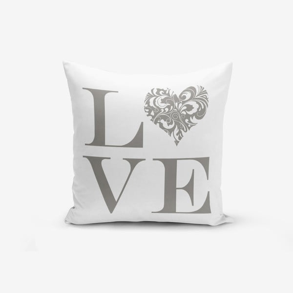 Minimalistiniai pagalvių užvalkalai Love Grey, 45 x 45 cm