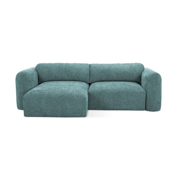 Mėlynos spalvos iš šenilinio audinio sulankstoma/su sandėliavimo vieta kampinė sofa (su kairiuoju kampu/su gultu) Mele – Makamii