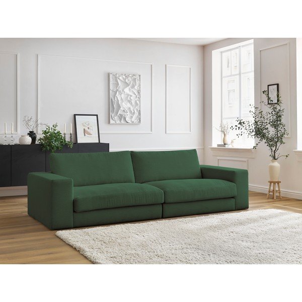 Tamsiai žalios spalvos iš kordinio velveto sofa 274 cm Leonard – Bobochic Paris-image-1