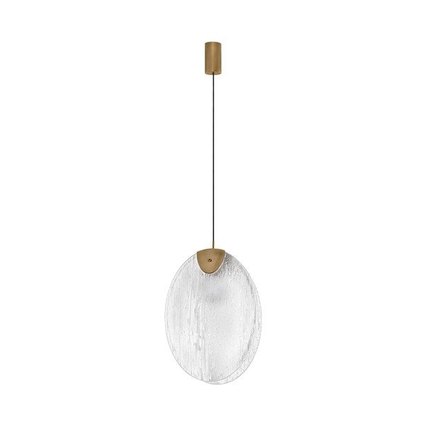 Žalvario spalvos iš plieno kabantis šviestuvas LED su stiklo gaubtu Shelina – Nova Luce