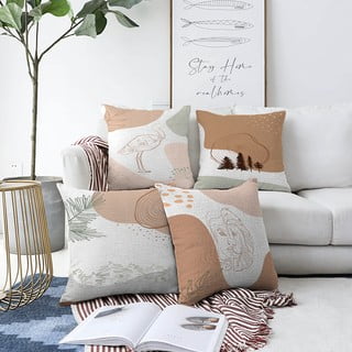 4 minimalistinių pagalvių užvalkalų rinkinys Flamingo, 55 x 55 cm