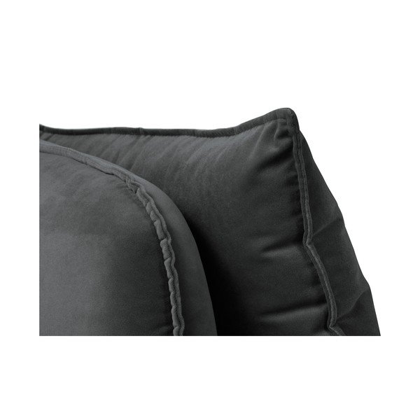 Tamsiai pilka aksominė kampinė sofa su juodomis kojomis Kooko Home Lento, kampas kairėje-image-4