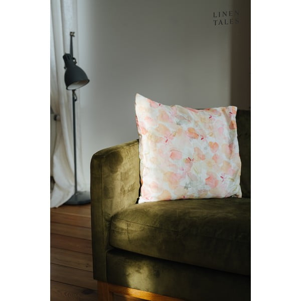 Iš lino dekoratyvinis pagalvės užvalkalas 40x40 cm Floral – Linen Tales-image-1