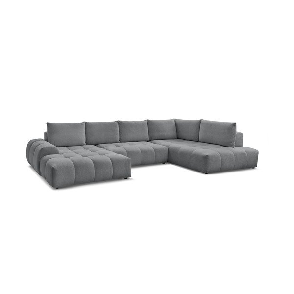 Tamsiai pilkos spalvos iš šenilinio audinio sulankstoma/su sandėliavimo vieta kampinė sofa (su dešiniuoju kampu/„U“ formos) Everest – Bobochic Paris-image-3