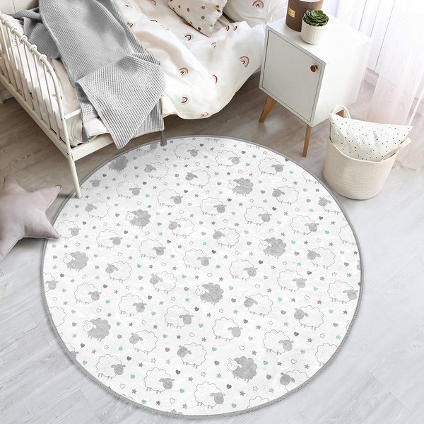 Vaikiškas kilimas baltos spalvos/šviesiai pilkos spalvos ø 80 cm Comfort – Mila Home-image-4