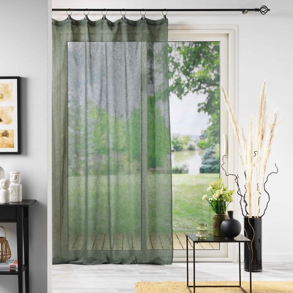 Permatoma užuolaida khaki spalvos 140x240 cm Linka – douceur d'intérieur-image-2