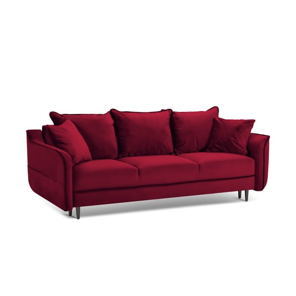 Raudona aksominė sofa-lova Kooko Home Basso