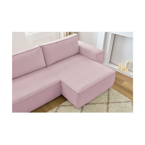 Sulankstoma kampinė sofa rožinės spalvos iš kordinio velveto (kintama) Nihad – Bobochic Paris-image-4